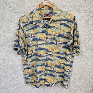 Vintage Patagonia Pataloha Shirt Mens Small Yellow Mahi Mahi Fish Print‎ 1995